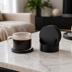 Kit Descanso de Copo com Suporte — 5 Unidades, Design Minimalista