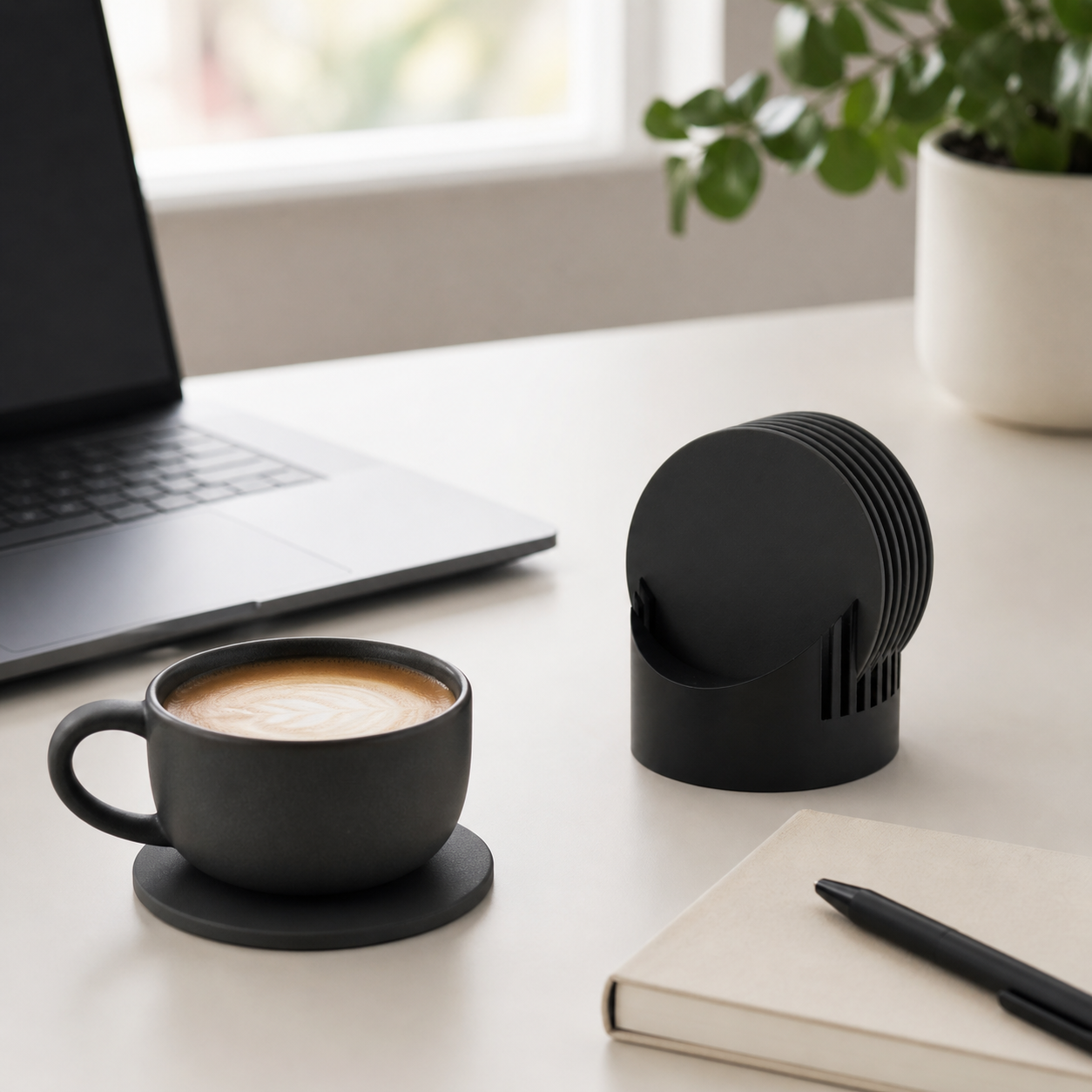 Kit Descanso de Copo com Suporte — 5 Unidades, Design Minimalista