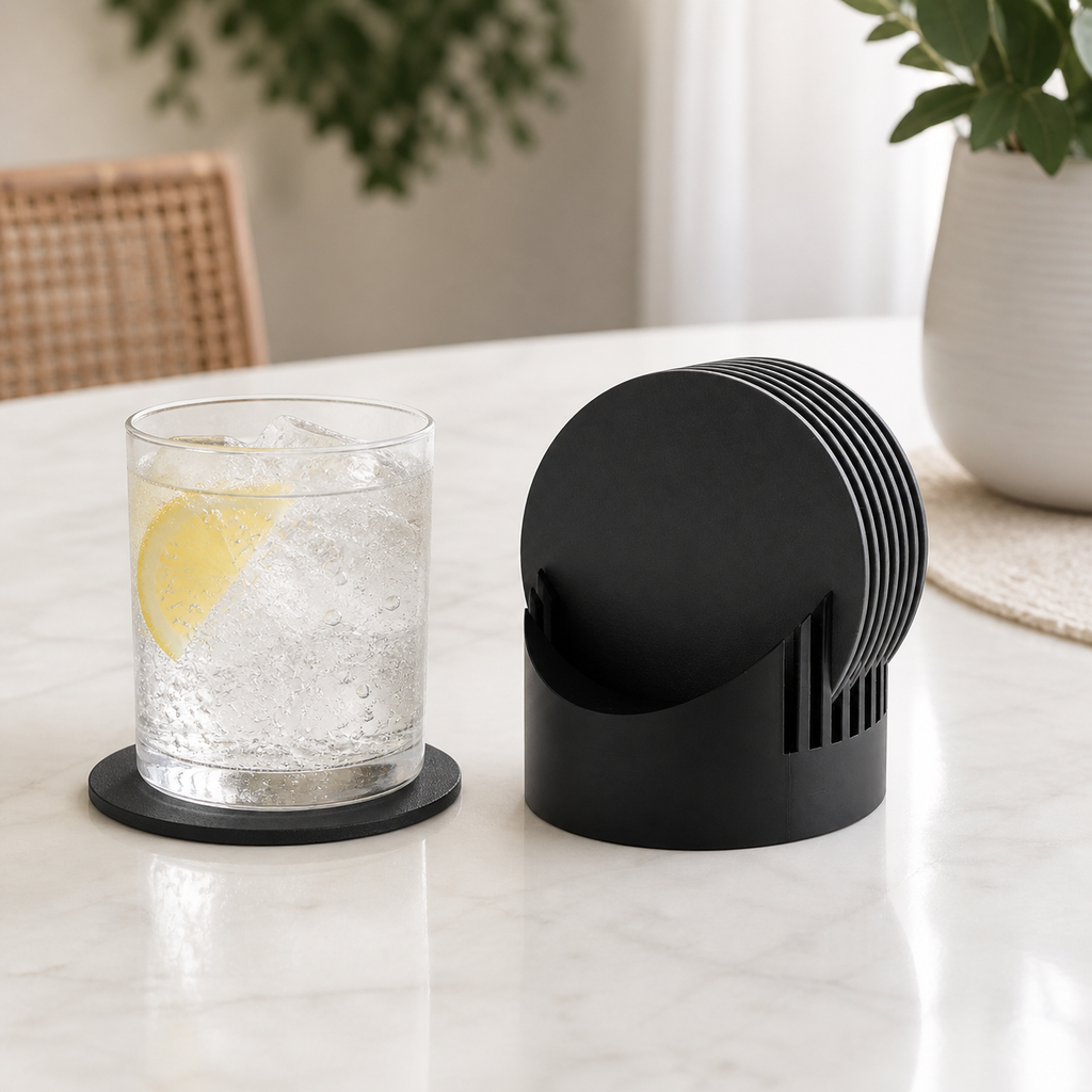 Kit Descanso de Copo com Suporte — 5 Unidades, Design Minimalista