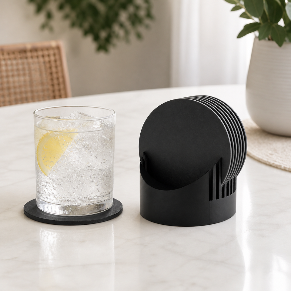 Kit Descanso de Copo com Suporte — 5 Unidades, Design Minimalista