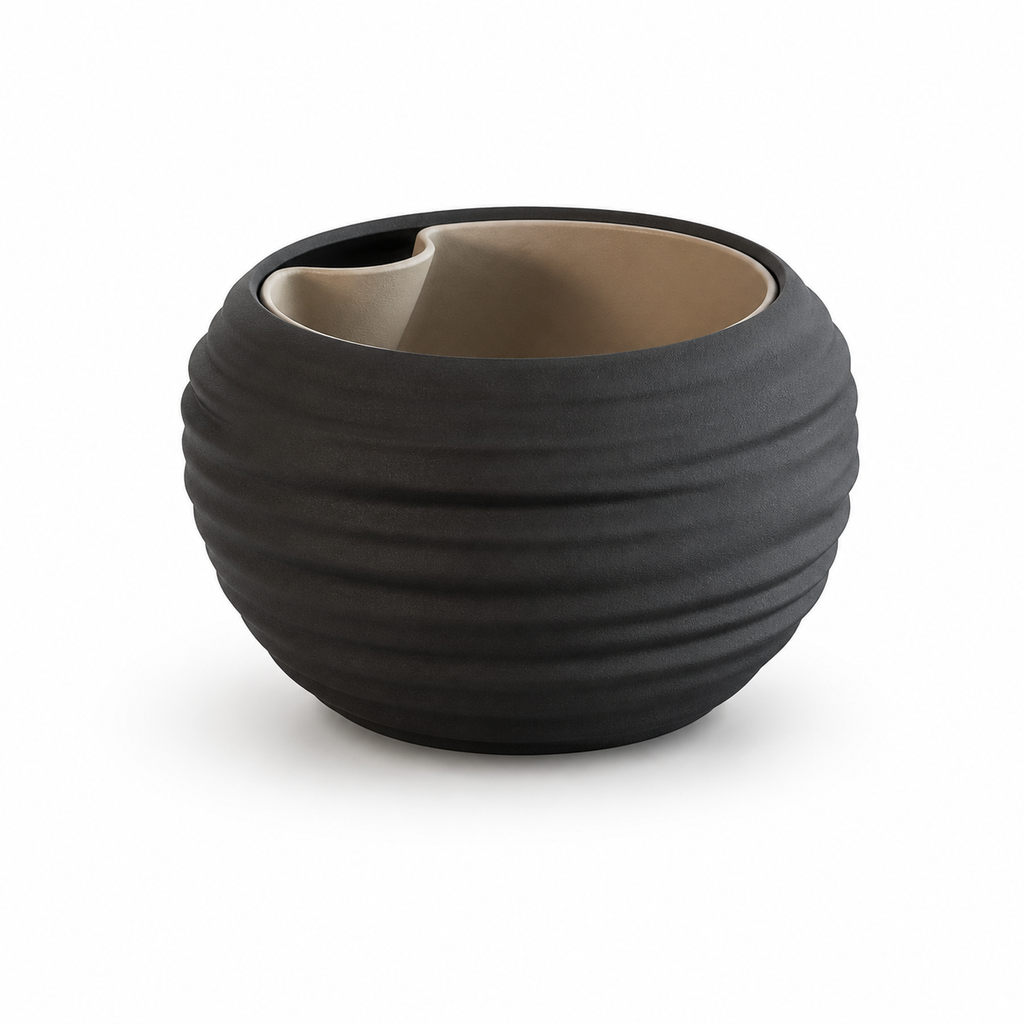 Vaso Esférico Canelado — Acabamento Estilo Cerâmica Artesanal