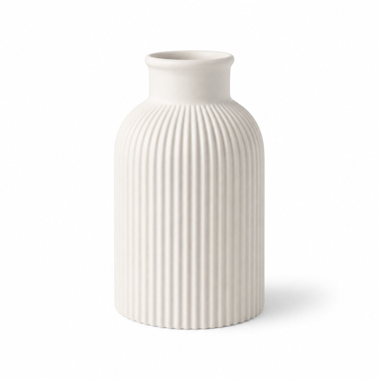 Vaso Canelado Alto — Acabamento Areia Fosco, Estilo Nórdico