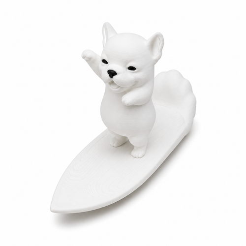 Figura Buldogue Francês Surfista — Para Pintar e Decorar