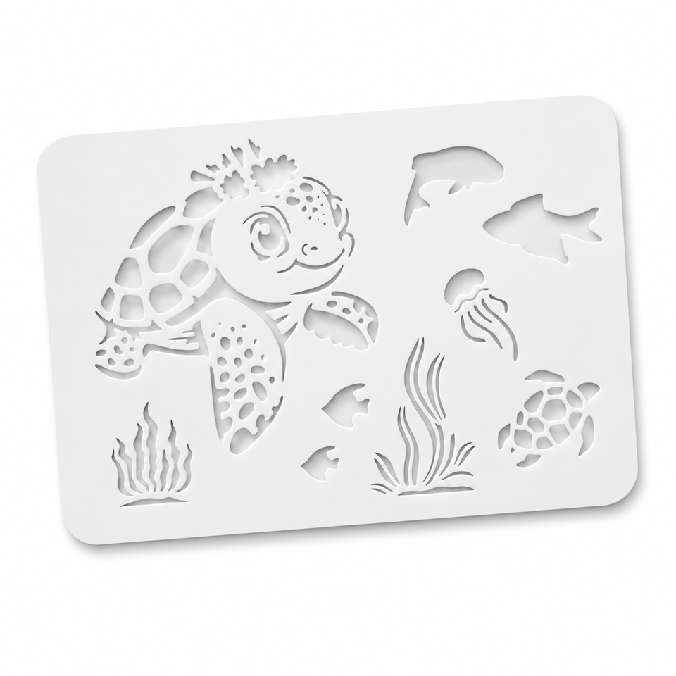 Stencil Vida Marinha — Molde para Pintar em Camiseta, Parede, Papel e Muito Mais