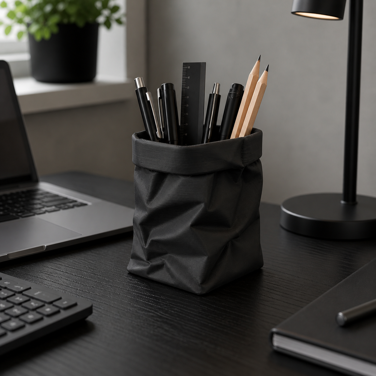 Porta-Canetas Sacola de Papel — Design Criativo para Sua Mesa
