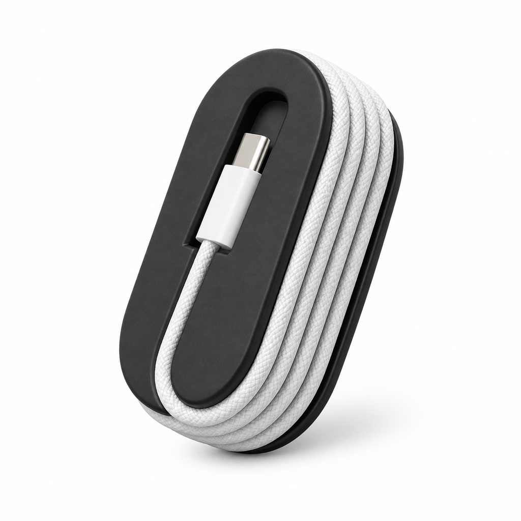 Organizador de Cabo Apple USB-C — Fim do Cabo Enrolado na Mochila