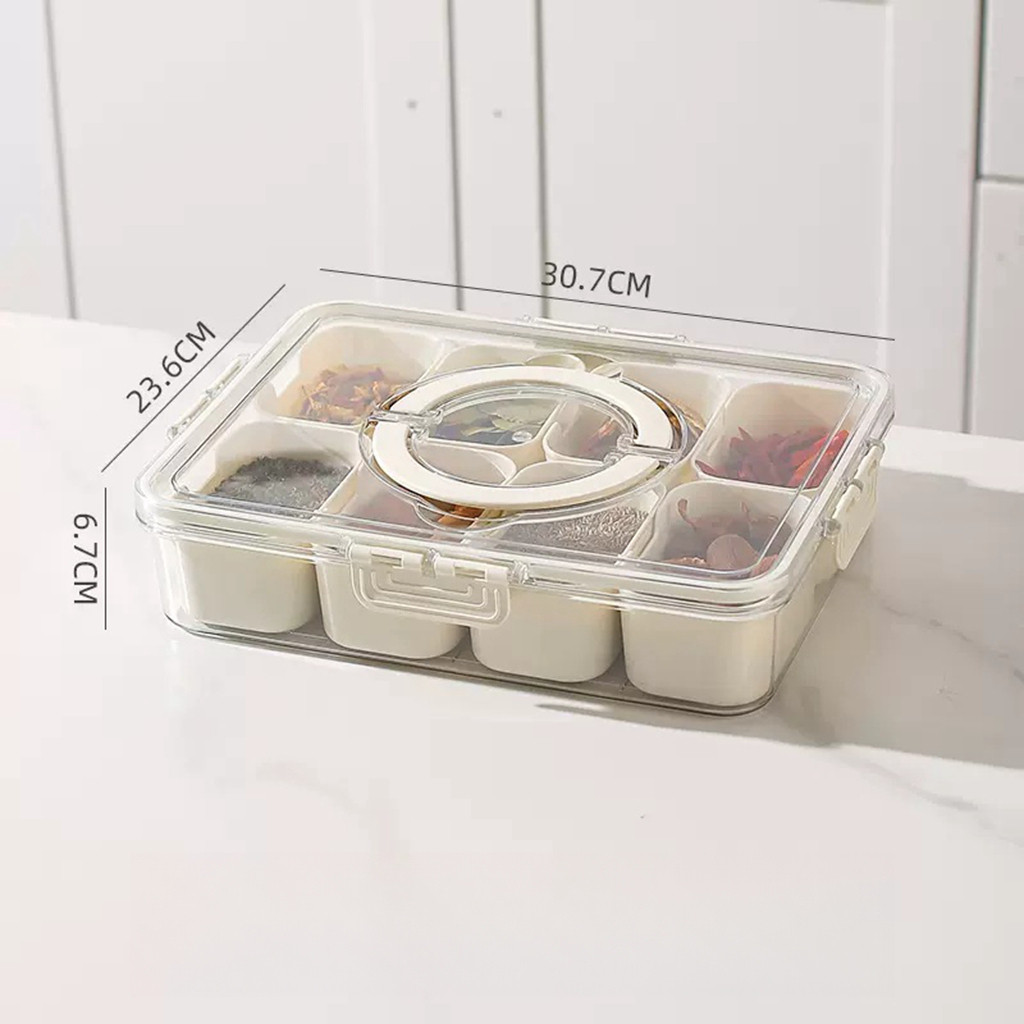 Organizador de Alimentos em Acrílico com 8 Divisórias – Transparente, Hermético e Multiuso