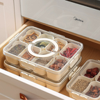 Organizador de Alimentos em Acrílico com 8 Divisórias – Transparente, Hermético e Multiuso